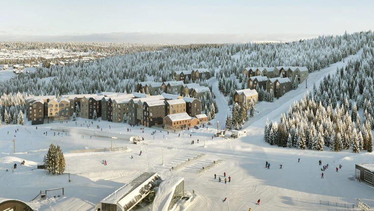 kiløbere og bygninger ved Hafjell skiområde