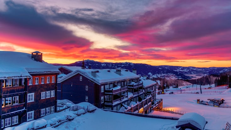 Solnedgang på Gudbrandsgard hotell